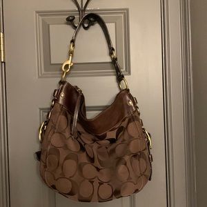 Chocolate brown coach shoulder bag